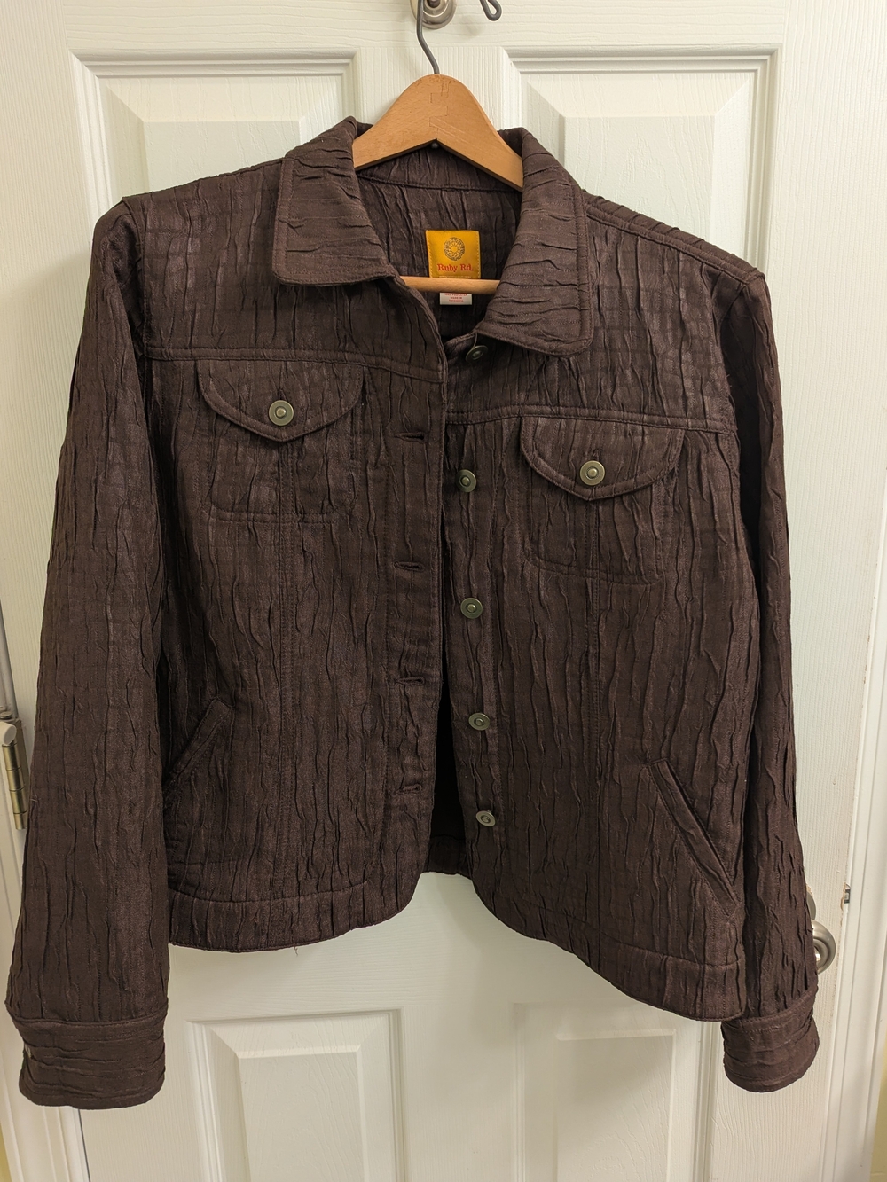 Ruby Rd. Women's Dark Brown Crinkled Lightweight Shirt Jacket